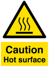 Yellow and white triangle and square caution signs