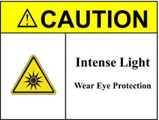 Yellow and white triangle and square caution signs